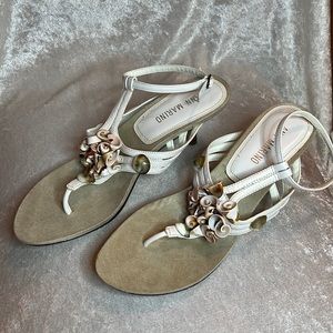 Ann Marino White Ankle Strap Sandals